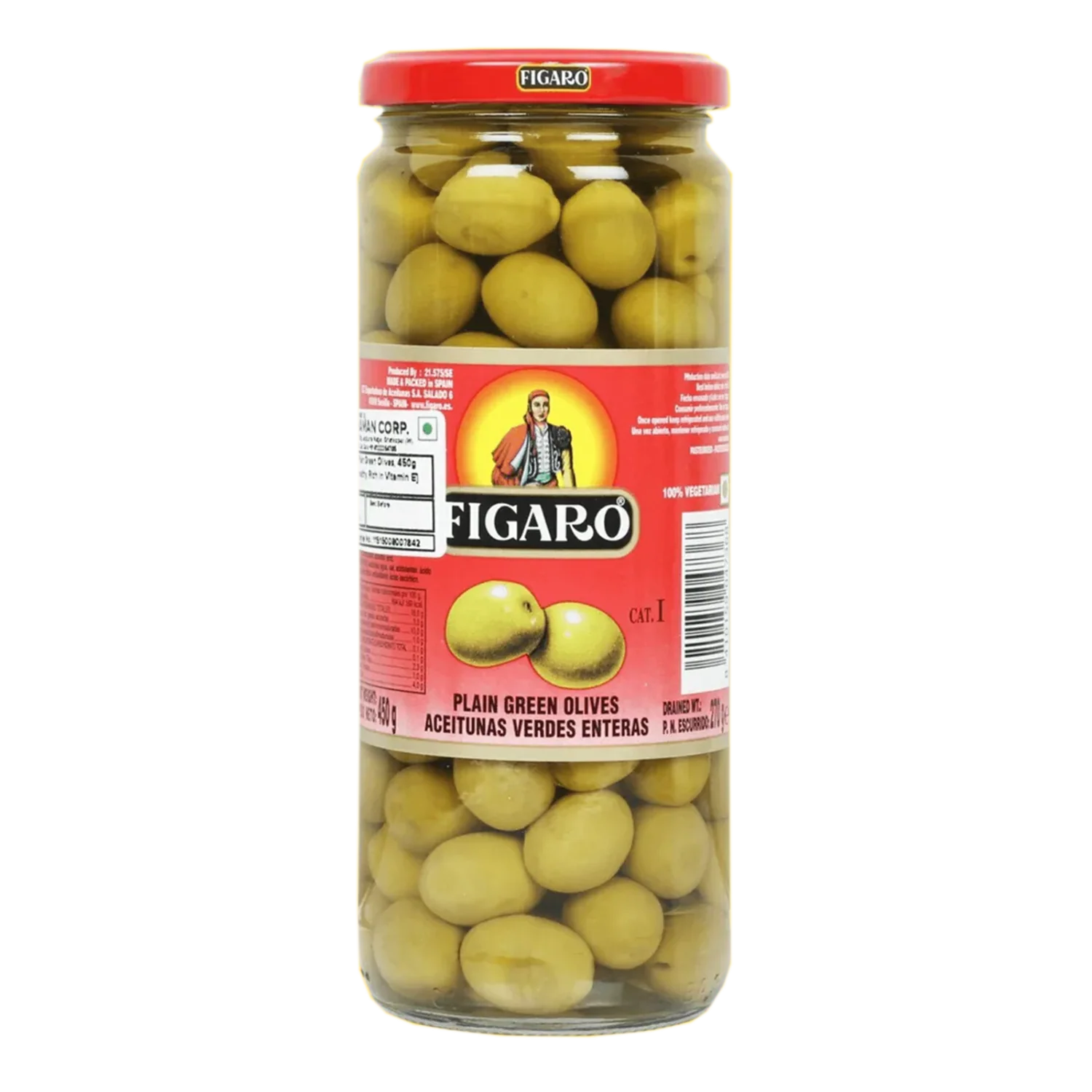 Figaro Plain Green Olives 450 G