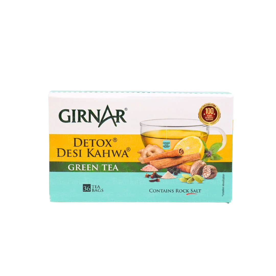 Girnar Detox Desi Kahwa Green Tea 10 Bags | Herbal Detox & Digestion Tea